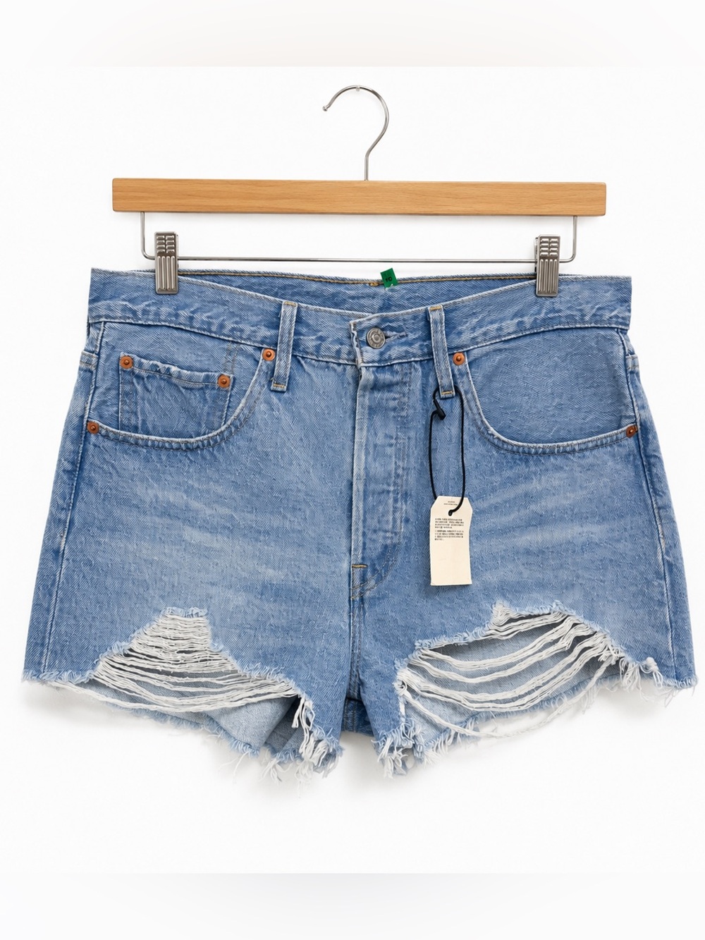 Levi's Premium 501 High Rise Distressed Button Fly Denim Shorts NWT W30 festival